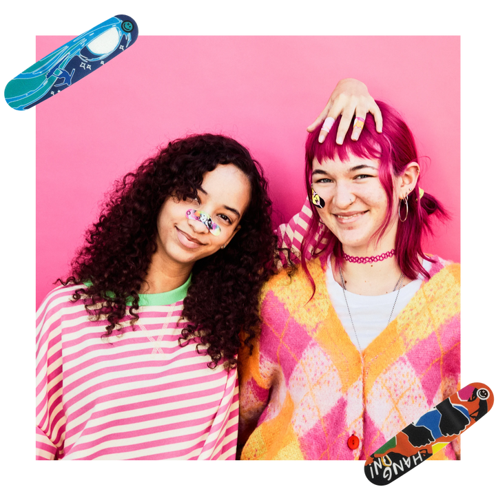 Collage of teens wearing colorful World of Hurt decorative bandages